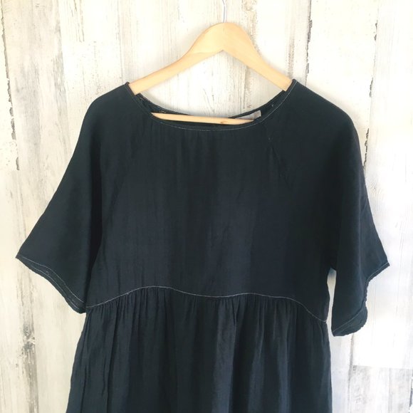 NWT Johnny Was Calme Black Gauze Midi Dress Short Elbow Sleeve Cotton S - Picture 2 of 9